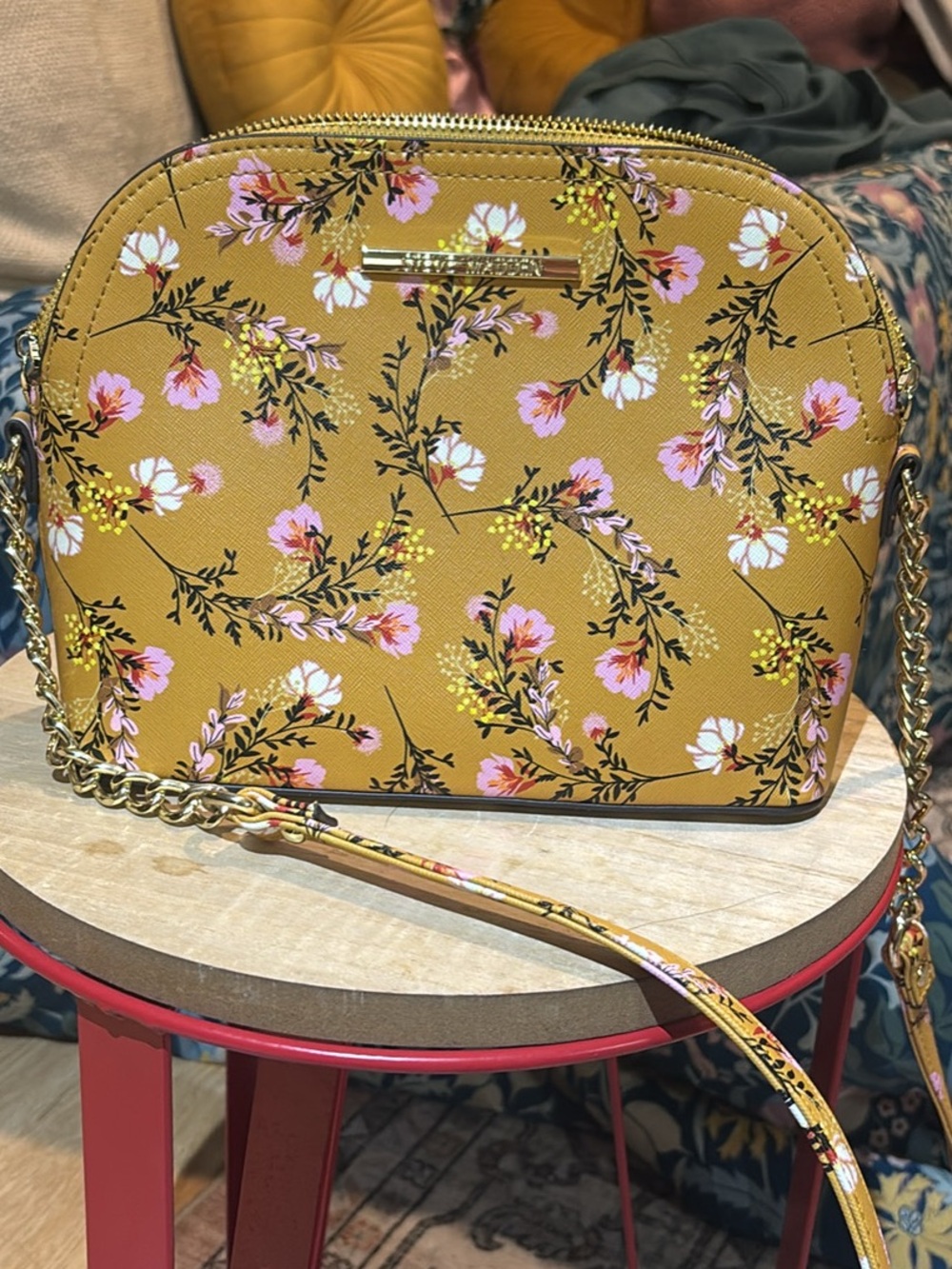 Steve Madden Mustard Yellow Floral Crossbody Bag